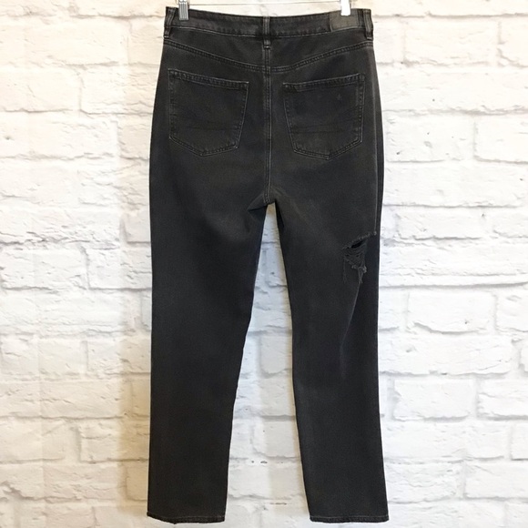 American Eagle 8 Long Mom Jeans Women’s Black Distressed 2021 Back Ripped - Picture 4 of 11